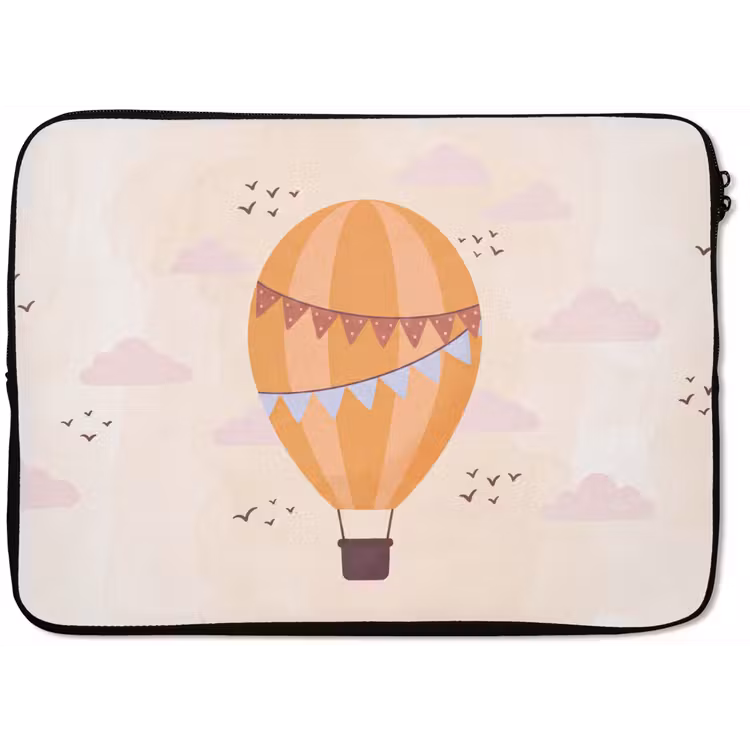 Laptop Sleeve - Hot Air Balloon - Garlands - Adventure - Illustration - Orange — 1