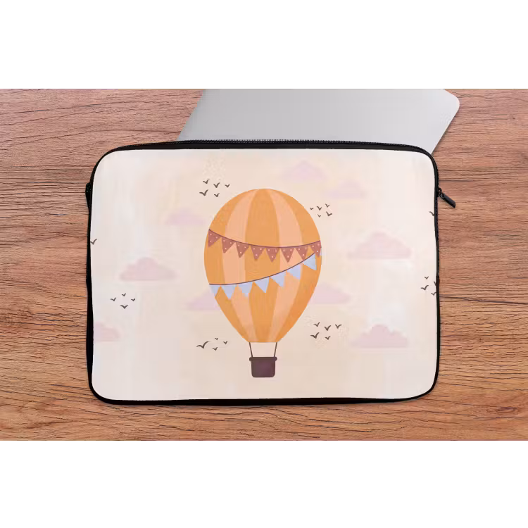 Laptop Sleeve - Hot Air Balloon - Garlands - Adventure - Illustration - Orange — 2