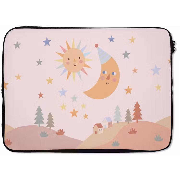 Laptop Sleeve - Sun - Moon - Stars - Children's Room - Pastel — 1