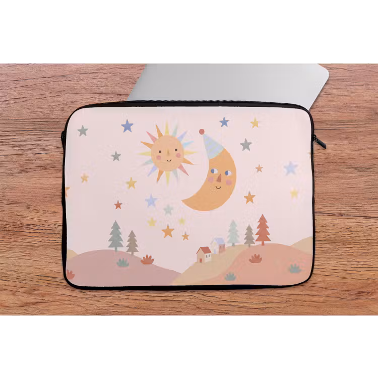 Laptop Sleeve - Sun - Moon - Stars - Children's Room - Pastel — 2