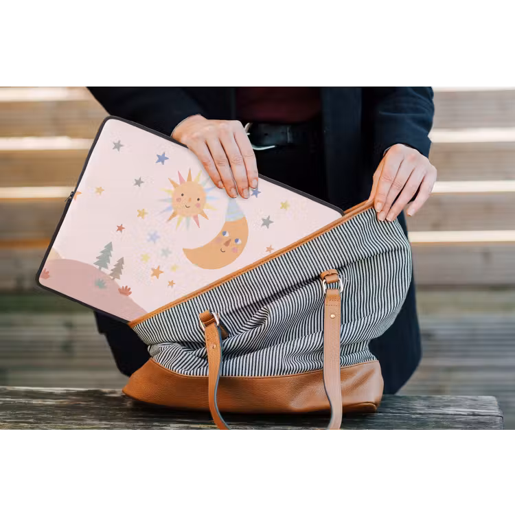 Laptop Sleeve - Sun - Moon - Stars - Children's Room - Pastel — 4