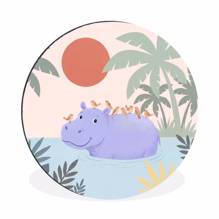 Wall circle - Aluminum - Animals - Bird - Water - Nature - Illustration — 1