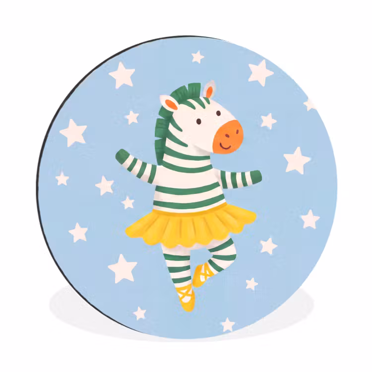 Wall circle - Aluminum - Animals - Dance - Illustration - Children's Room - Stars — 1