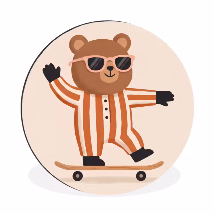 Wall circle - Aluminum - Animals - Skateboard - Game - Cartoon - Pink — 1
