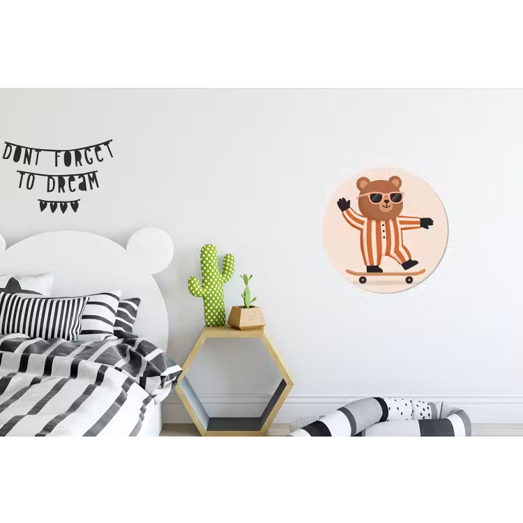 Wall circle - Aluminum - Animals - Skateboard - Game - Cartoon - Pink — 5