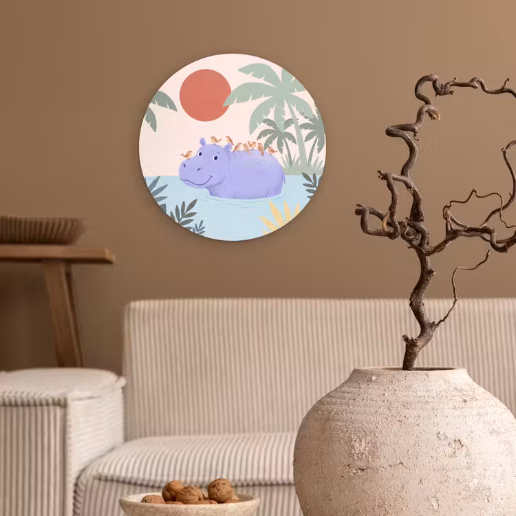 Wall circle - Glass - Animals - Bird - Water - Nature - Illustration — 2