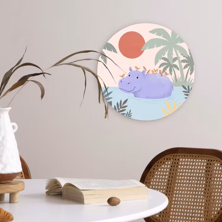 Wall circle - Glass - Animals - Bird - Water - Nature - Illustration — 4