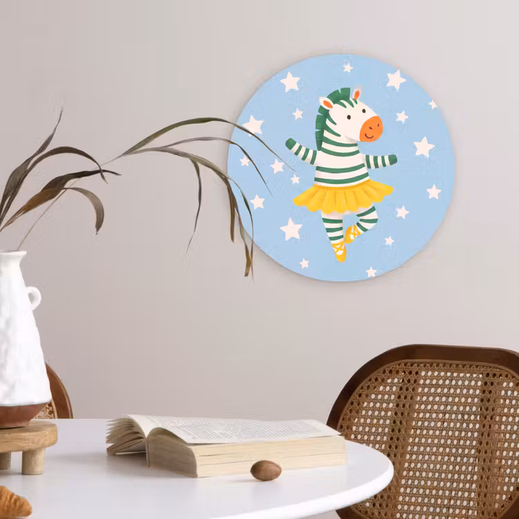 Wall circle - Glass - Animals - Dance - Illustration - Children's Room - Stars — 4
