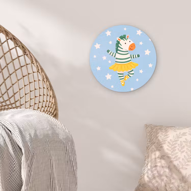 Wall circle - Glass - Animals - Dance - Illustration - Children's Room - Stars — 5