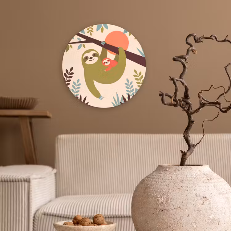 Wall circle - Glass - Animals - Mother - Baby - Nature - Green — 2