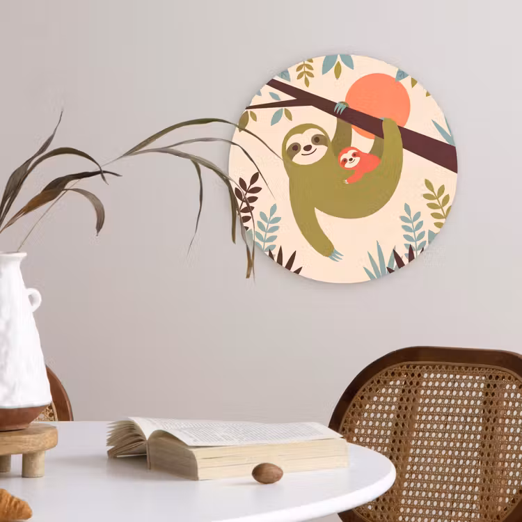 Wall circle - Glass - Animals - Mother - Baby - Nature - Green — 4