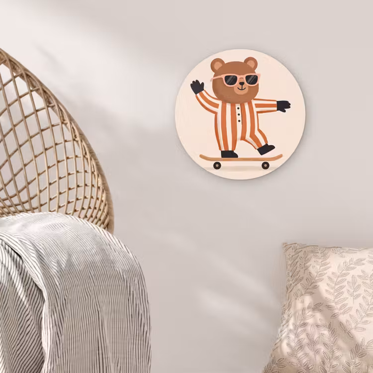 Wall circle - Glass - Animals - Skateboard - Game - Cartoon - Pink — 5