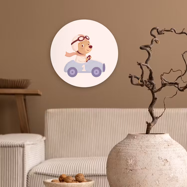 Wall circle - Glass - Bear - Car - Children's Room - Cartoon - Playful — 2