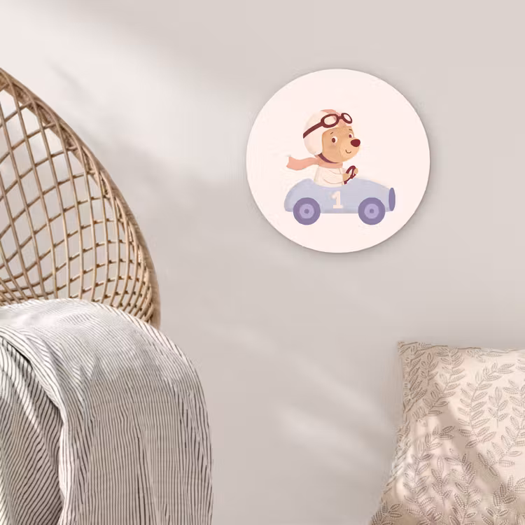Wall circle - Glass - Bear - Car - Children's Room - Cartoon - Playful — 5