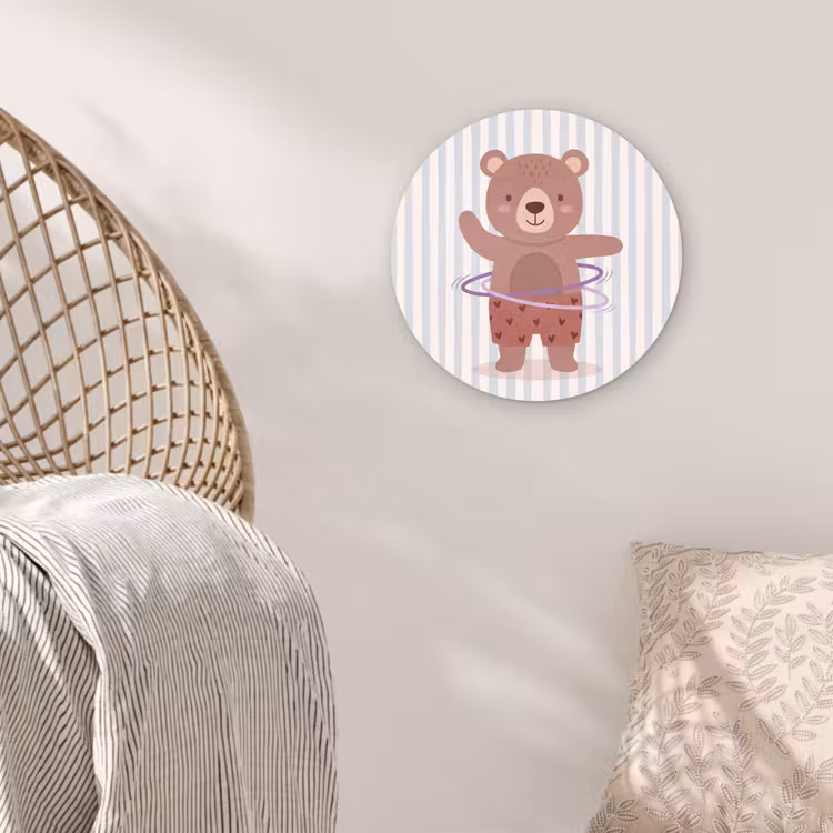 Wall circle - Glass - Bear - Hoop - Children's Room - Illustration - Brown — 5