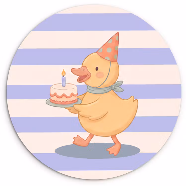 Wall circle - Glass - Bird - Party - Cake - Children - Illustration — 1