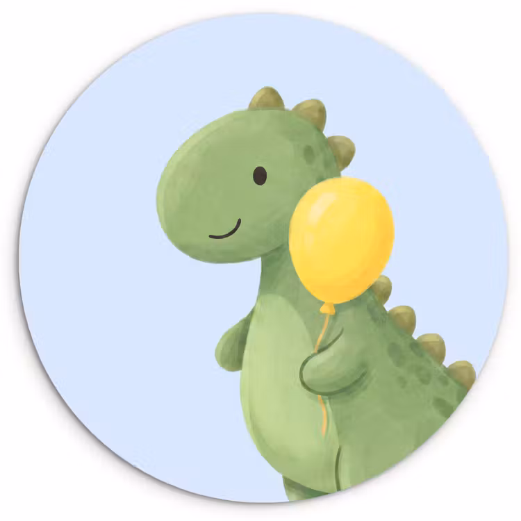 Wall circle - Glass - Dinosaur - Balloon - Children's Room - Illustration - Green — 1