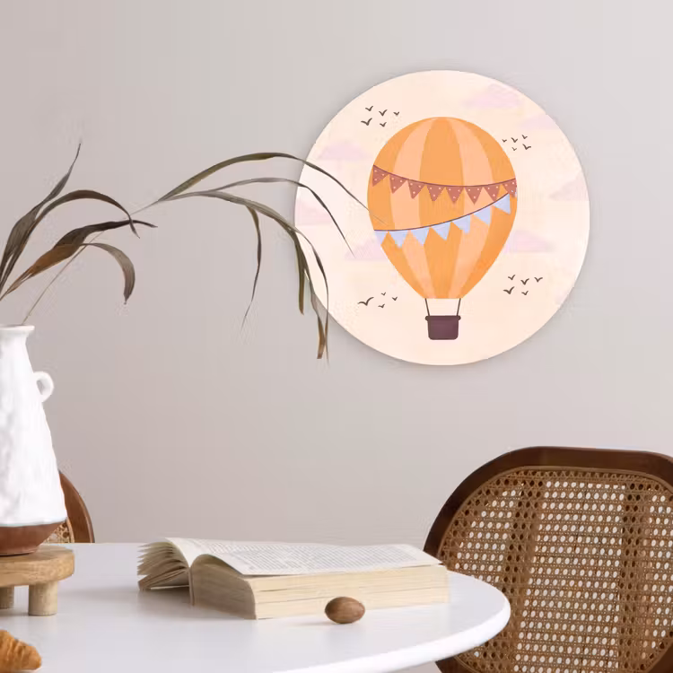 Wall circle - Glass - Hot Air Balloon - Garlands - Adventure - Illustration - Orange — 4