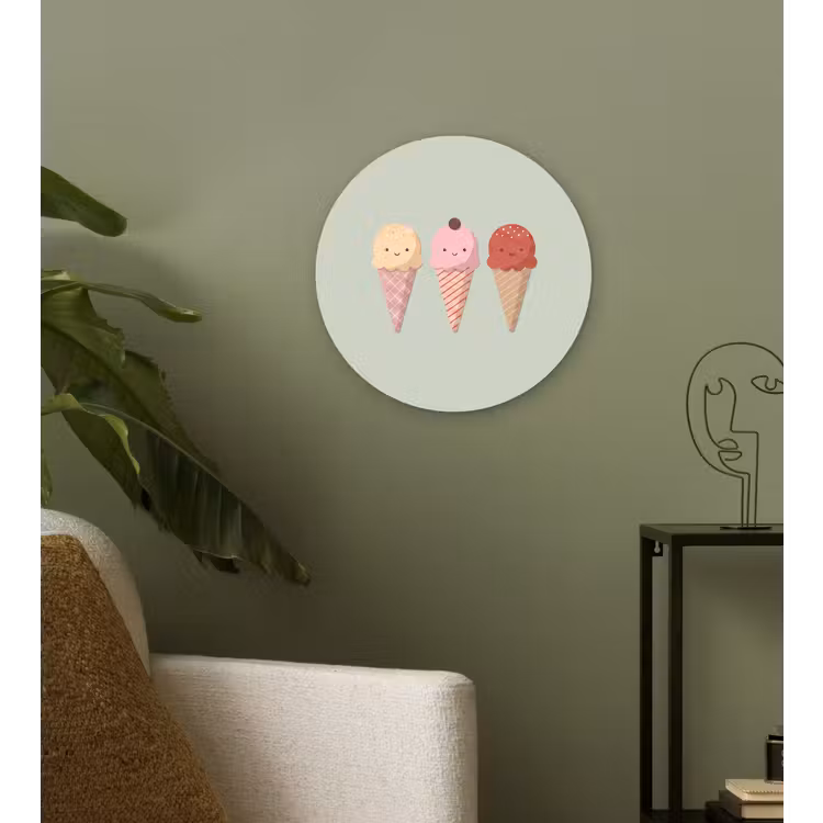 Wall circle - Glass - Ice Cream - Cones - Food - Illustration - Cheerful — 3