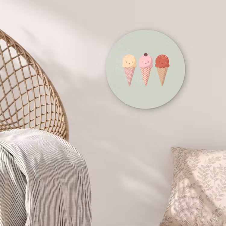 Wall circle - Glass - Ice Cream - Cones - Food - Illustration - Cheerful — 5