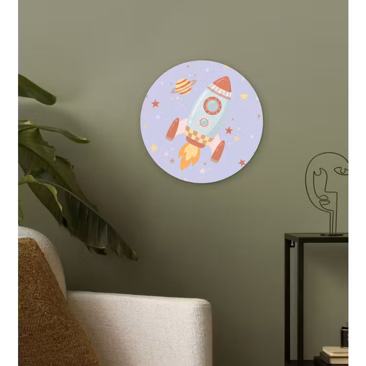 Wall circle - Glass - Rocket - Space - Planet - Illustration — 3