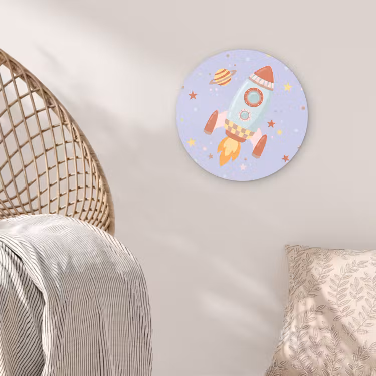 Wall circle - Glass - Rocket - Space - Planet - Illustration — 5