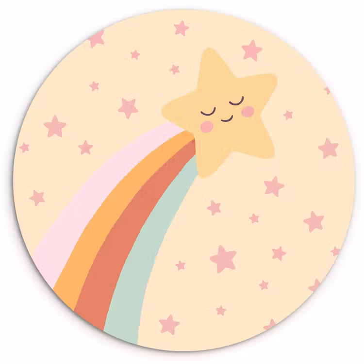 Wall circle - Glass - Star - Rainbow - Night - Illustration - Pastel — 1