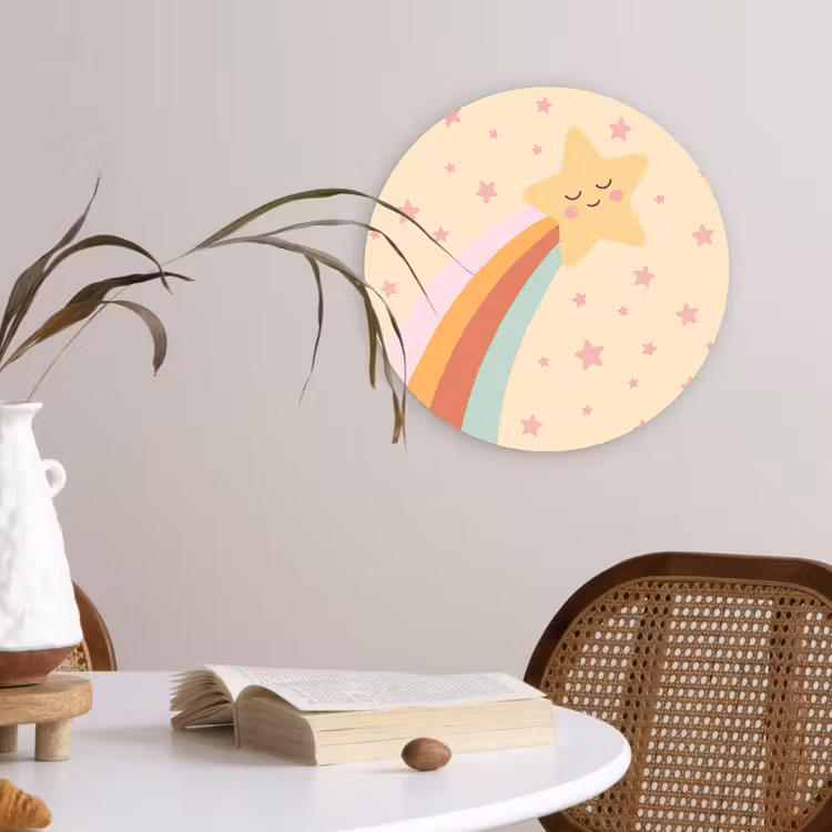 Wall circle - Glass - Star - Rainbow - Night - Illustration - Pastel — 4