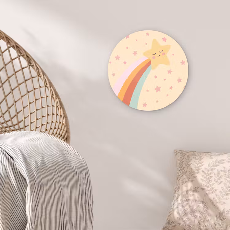 Wall circle - Glass - Star - Rainbow - Night - Illustration - Pastel — 5