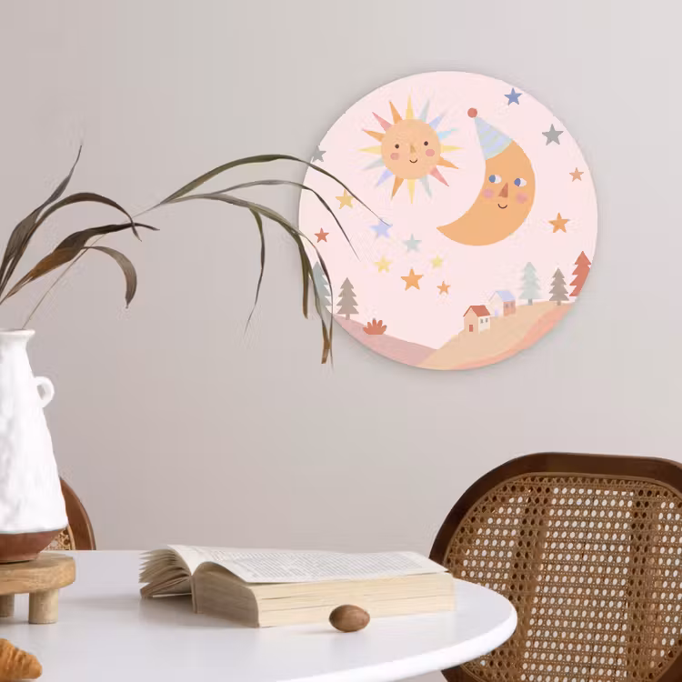 Wall circle - Glass - Sun - Moon - Stars - Children's Room - Pastel — 4