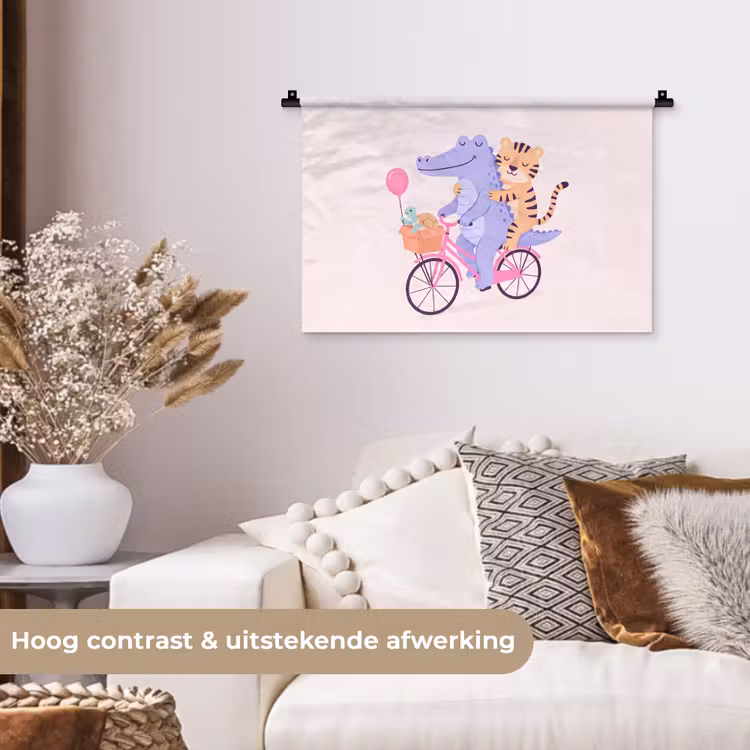 Wall Hanging - Animals - Bicycle - Friendship - Illustration - Pink — 4