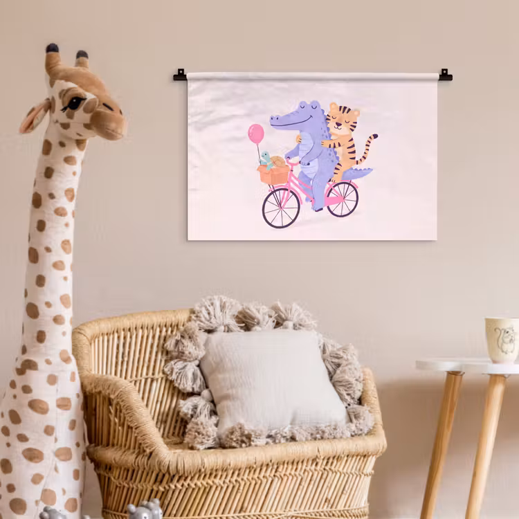 Wall Hanging - Animals - Bicycle - Friendship - Illustration - Pink — 5