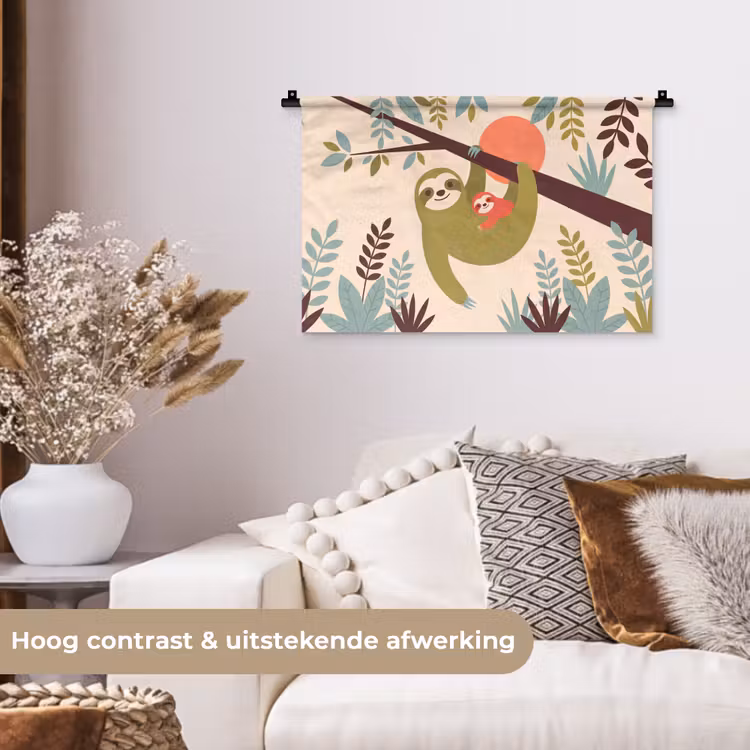 Wall Hanging - Animals - Mother - Baby - Nature - Green — 4