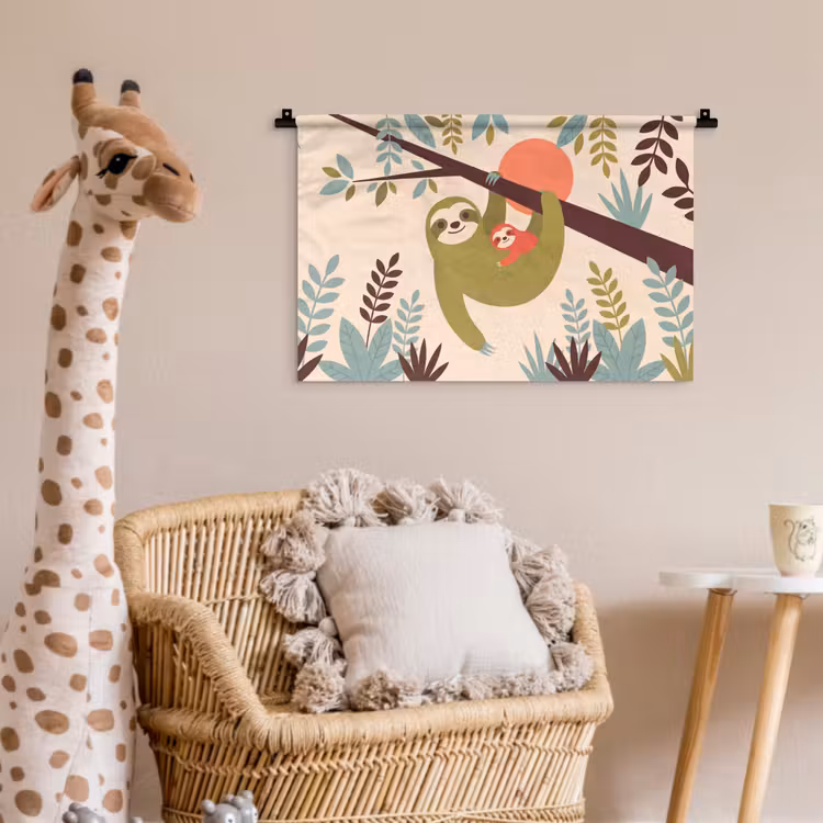 Wall Hanging - Animals - Mother - Baby - Nature - Green — 5