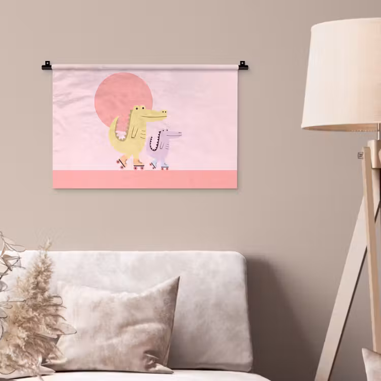 Wall Hanging - Animals - Skating - Illustration - Playful - Pink — 2
