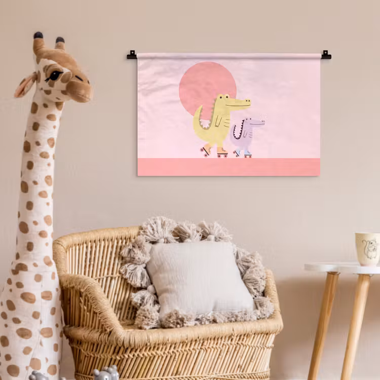 Wall Hanging - Animals - Skating - Illustration - Playful - Pink — 5