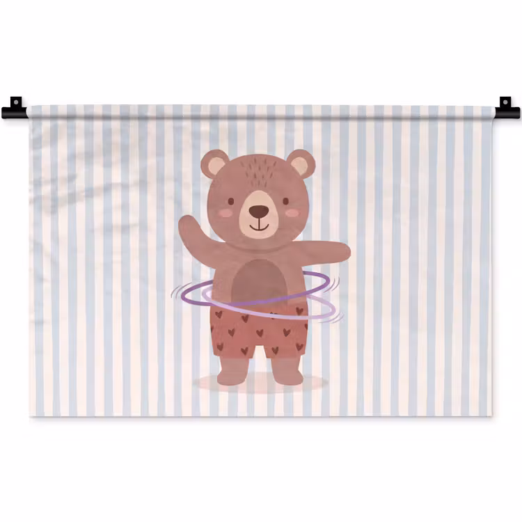 Wall Hanging - Bear - Hoop - Children's Room - Illustration - Brown — 1