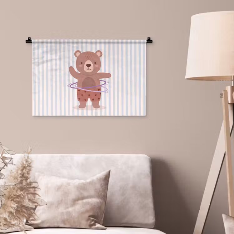 Wall Hanging - Bear - Hoop - Children's Room - Illustration - Brown — 2