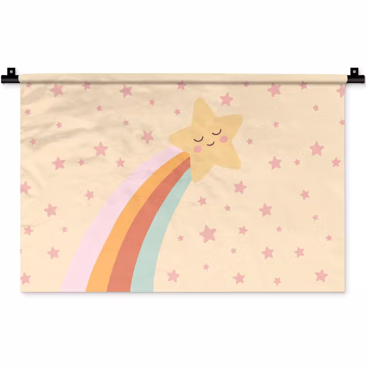 Wall Hanging - Star - Rainbow - Night - Illustration - Pastel — 1