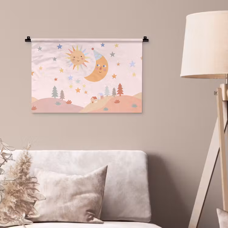 Wall Hanging - Sun - Moon - Stars - Children's Room - Pastel — 2