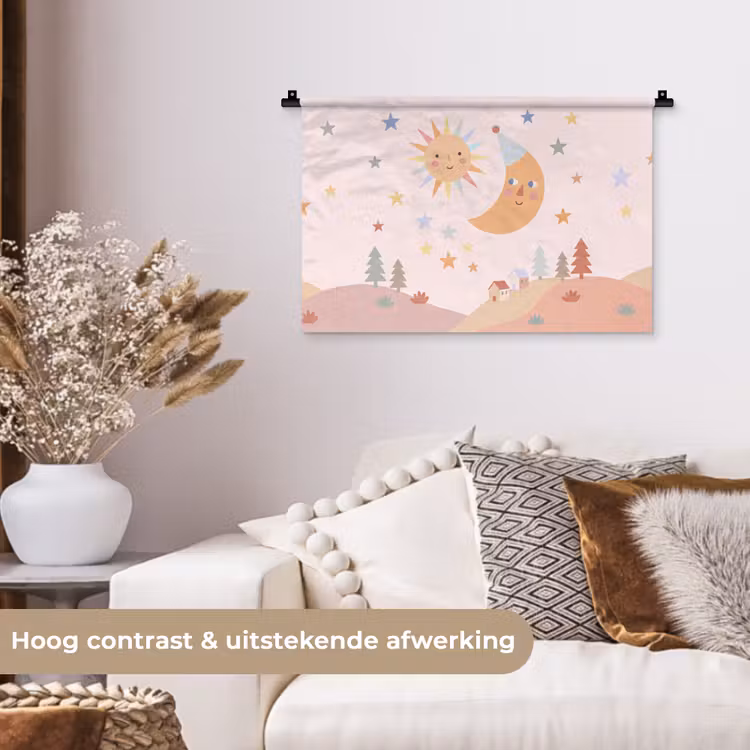 Wall Hanging - Sun - Moon - Stars - Children's Room - Pastel — 4