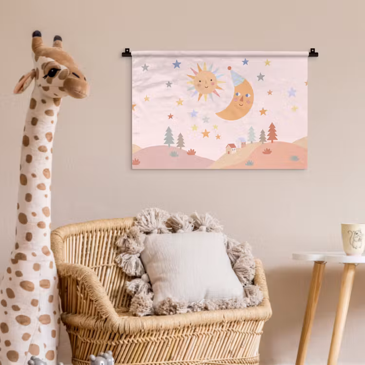 Wall Hanging - Sun - Moon - Stars - Children's Room - Pastel — 5