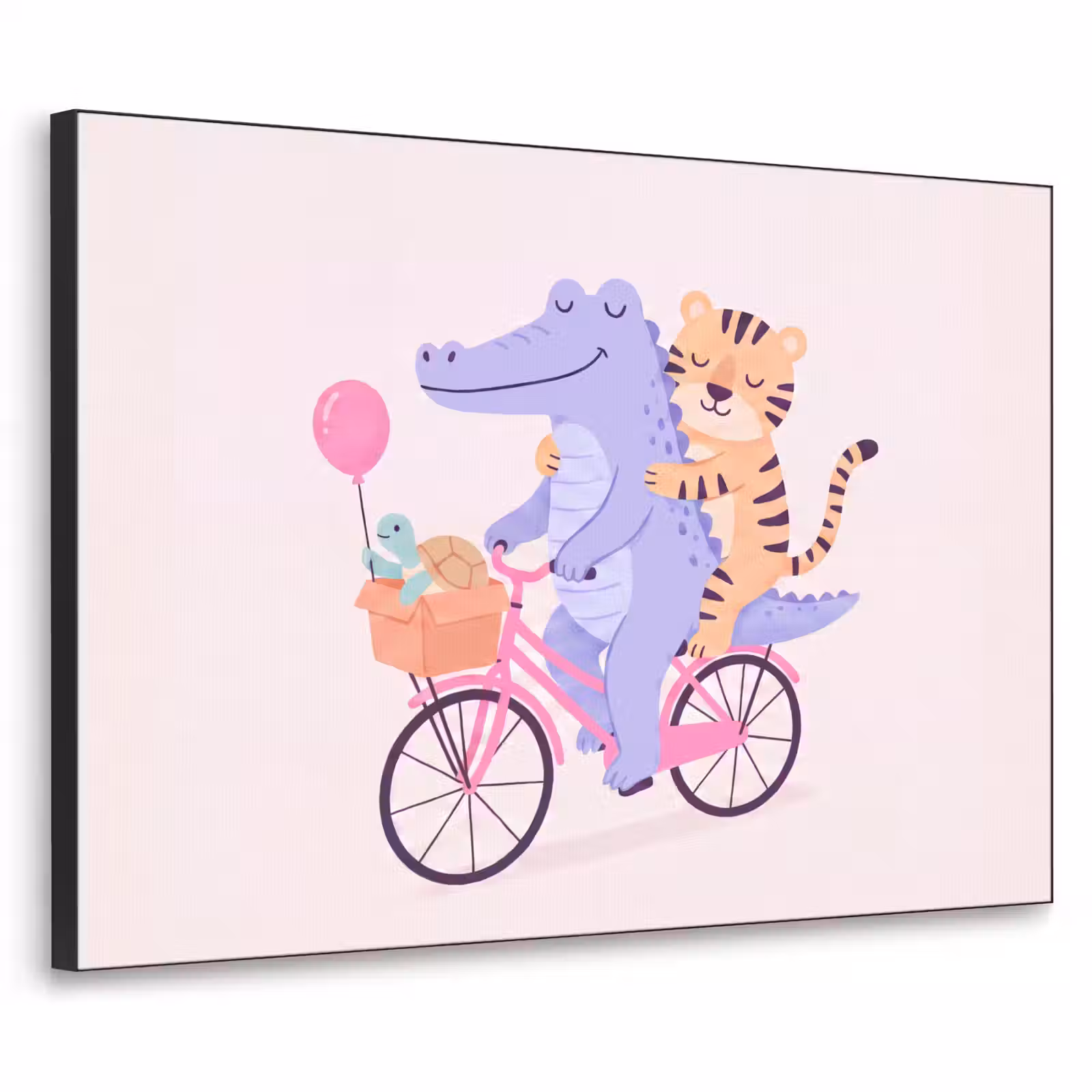 Art Frame - Animals - Bicycle - Friendship - Illustration - Pink — 1