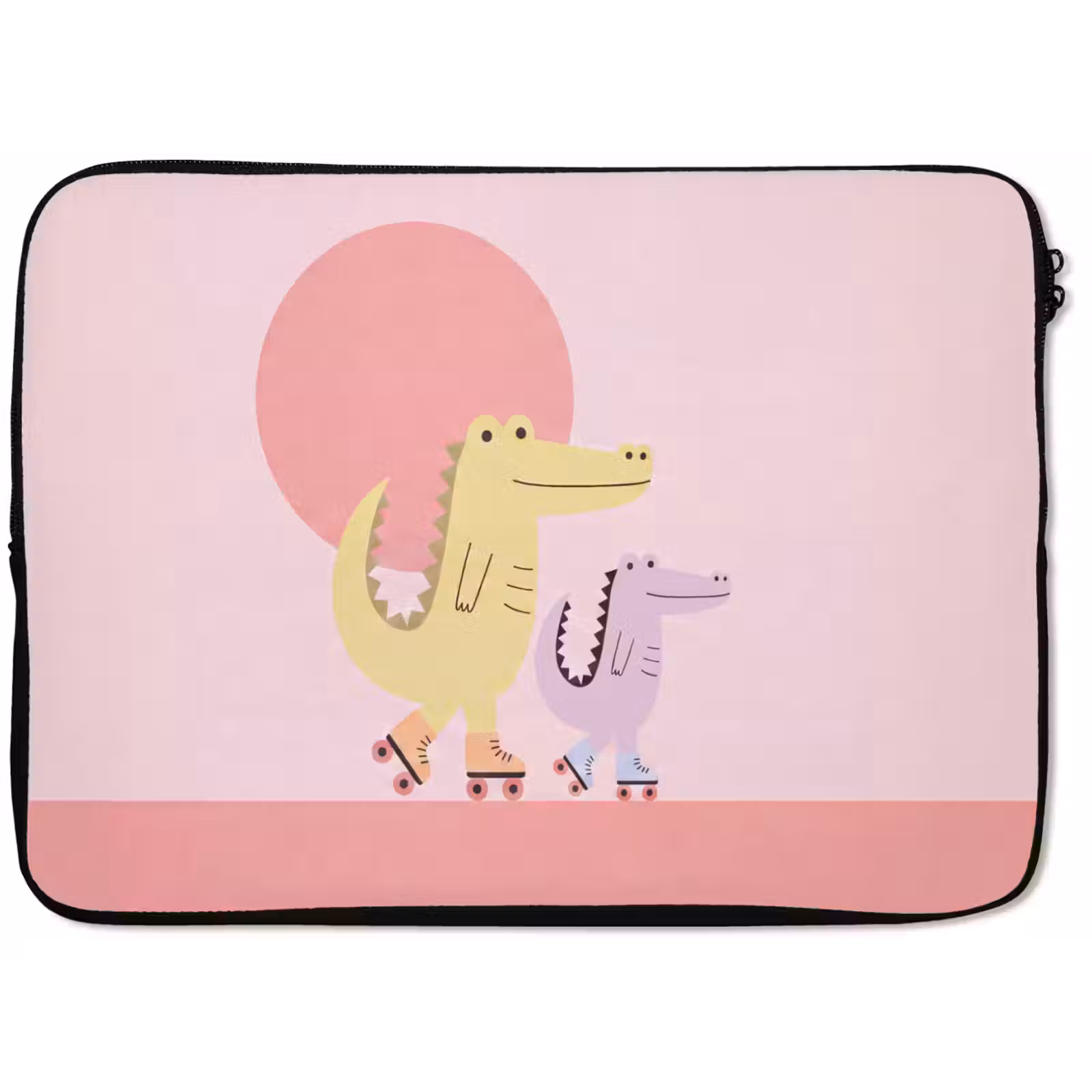 Laptop Sleeve - Animals - Skating - Illustration - Playful - Pink — 1