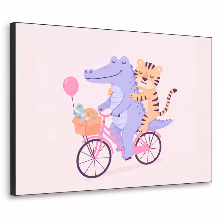 Art Frame - Animals - Bicycle - Friendship - Illustration - Pink — 1