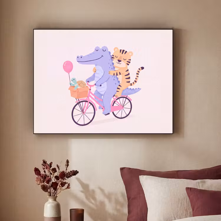 Art Frame - Animals - Bicycle - Friendship - Illustration - Pink — 2