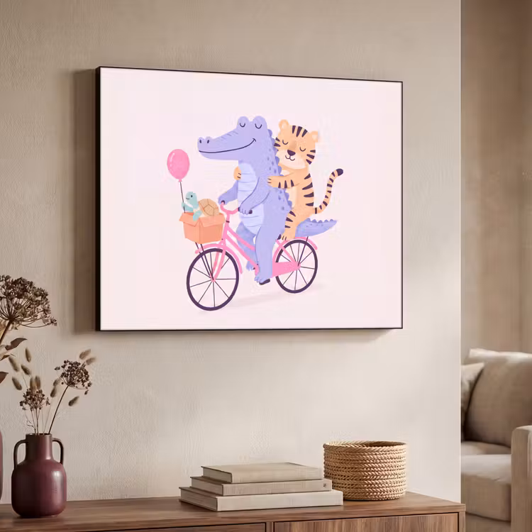 Art Frame - Animals - Bicycle - Friendship - Illustration - Pink — 4