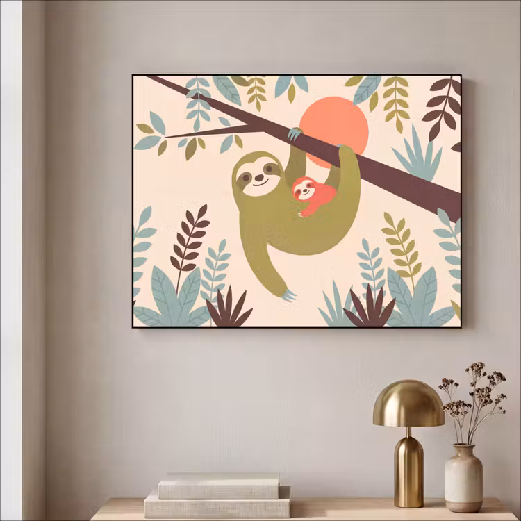 Art Frame - Animals - Mother - Baby - Nature - Green — 3
