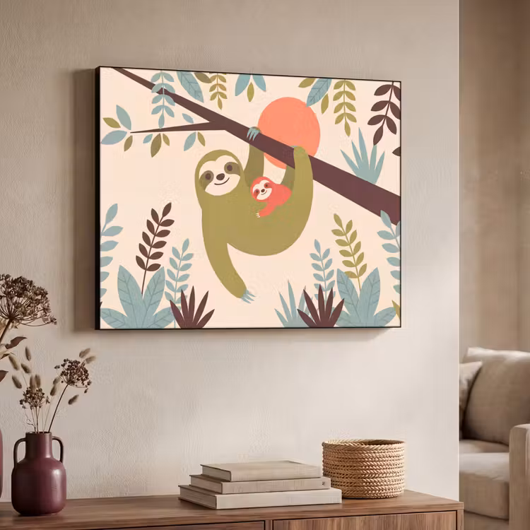 Art Frame - Animals - Mother - Baby - Nature - Green — 4