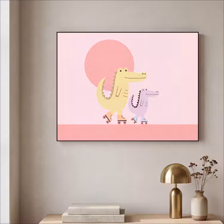 Art Frame - Animals - Skating - Illustration - Playful - Pink — 3